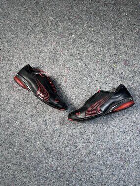 Puma Cell Driving Shoes Men’s US 11 Black Red Leather Racing Sneakers